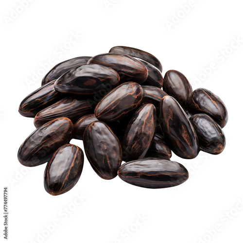 Close-up of heap tonka beans isolated on transparent background