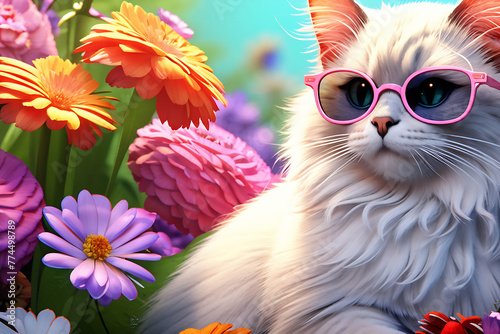 flowers and cats