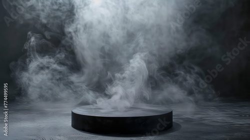 smoke pedestal for product presentation dramatic and mysterious