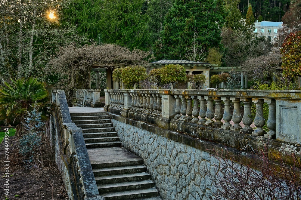 Hatley Castle and Japanese Garden at Royal Roads University premises, Victoria, BC, Canada