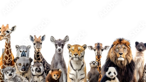 Diverse Group of Captivating Wildlife Animals Composited Over Horizontal Web Banner or Social Media Cover