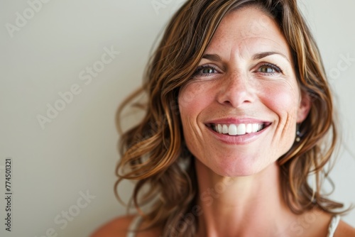 Portrait of a beautiful woman smiling at the camera with copy space