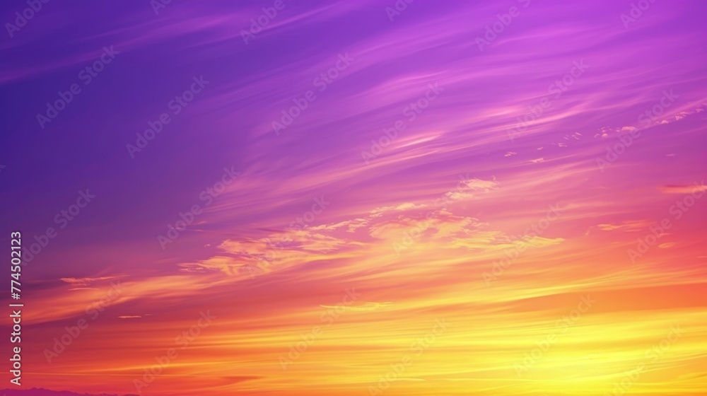 Mesmerizing hues of purple orange and yellow dance across the sky in this gradient sunset background.