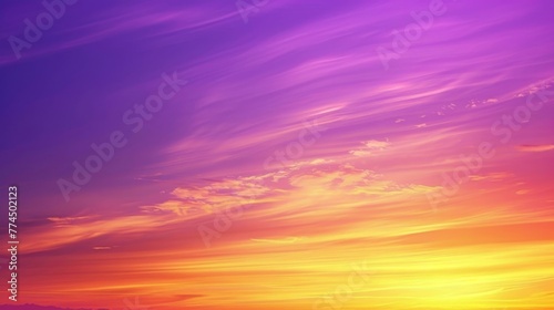 Mesmerizing hues of purple orange and yellow dance across the sky in this gradient sunset background. © Justlight
