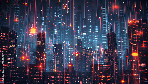 Future city glowing neon, cyberpunk city, cityscape in the background. © katobonsai