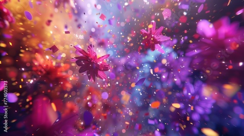Step into a world of vibrant celebration as confetti cannons create a mesmerizing display of colorful explosions photo