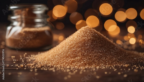 Brown sugar and beautiful bokeh, ai photo