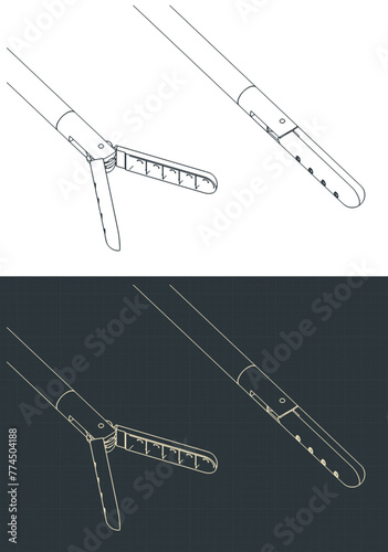 Biopsy forcep head isometric blueprints