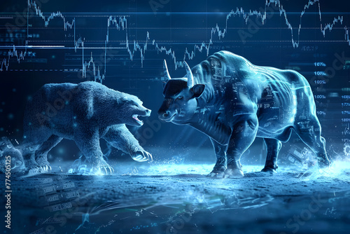 Bull and bear as symbols of stock trading