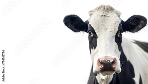 Black and white cow isolated on white with empty space © katobonsai