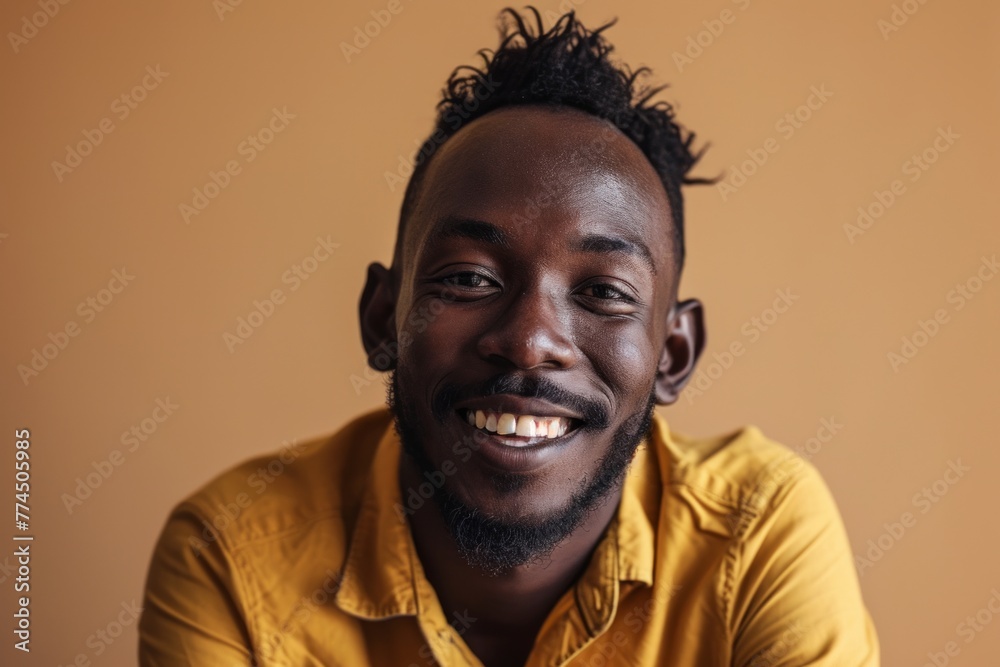 Portrait of a smiling african american man in yellow shirt