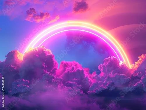 neon rainbow storm clouds, vibrant colors © zakariastts