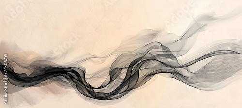Chinese ink painting style, simple lines, light color background