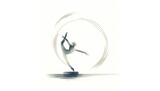 Olympics. Artistic Gymnastics. Silhouette of a gymnast exhibiting in a circle. Digital painting.