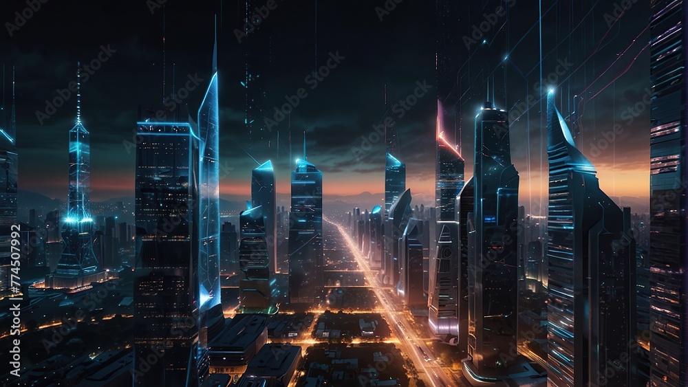 Nocturnal Majesty: A Glimpse of the Modern City Skyline Nocturnal Majesty: A Glimpse of the Modern City Skyline
