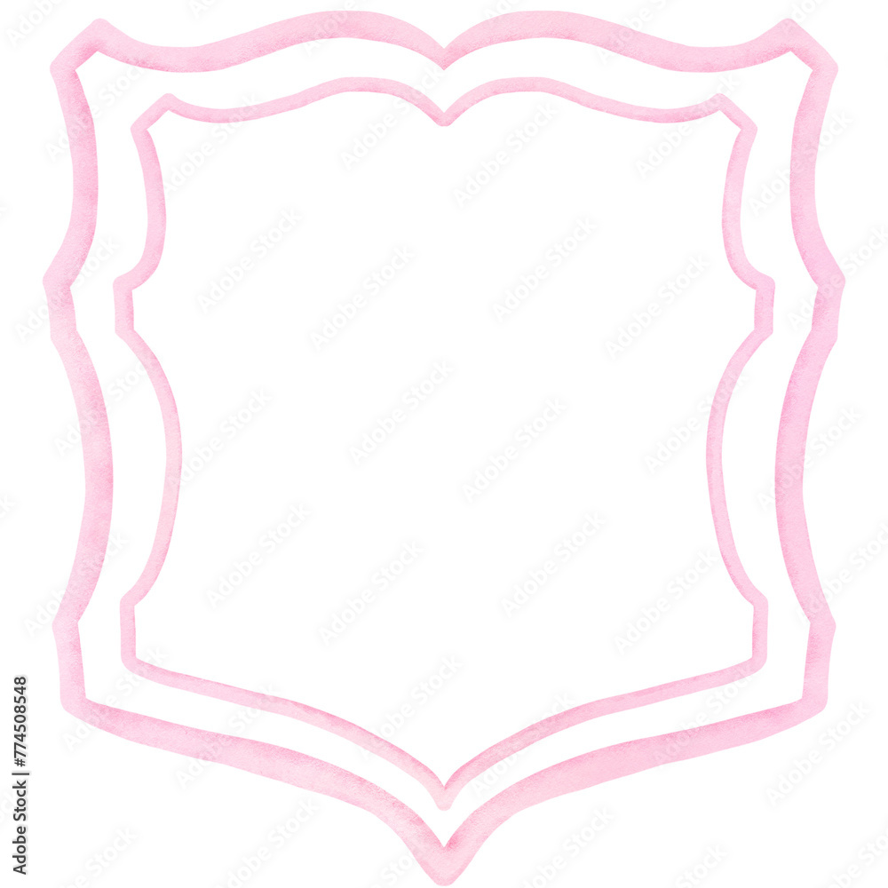 Watercolor pink crest clipart, Hand drawn wedding victorain frame illustration, Mothers day decoration