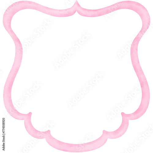 Watercolor pink crest clipart, Hand drawn wedding victorain frame illustration, Mothers day decoration