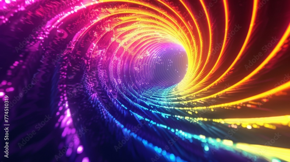 Obraz premium A neon rainbow springs to life in this eyecatching abstract light pattern background.