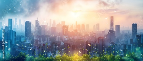 Implementing Sustainable Technology in Cities for Clean Energy, Waste Management, and Pollution Reduction to Achieve ESG Goals. Concept Sustainable Technology, Clean Energy, Waste Management