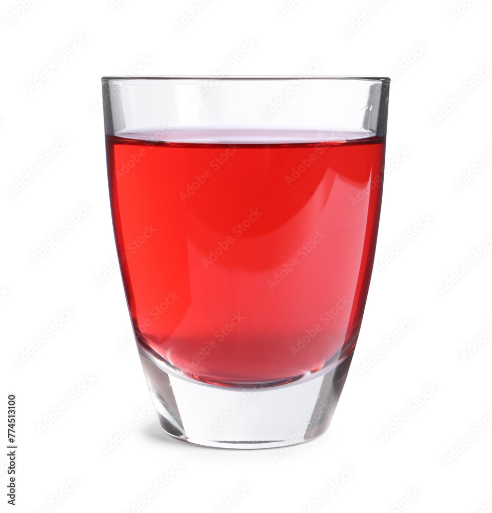 Tasty cranberry juice in glass isolated on white Tasty cranberry juice in glass isolated on white