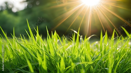 Natural Green Defocused Background with Sunshine  Juicy Young Grass  and Foliage - Vibrant Nature Photography for Spring and Summer Scenes  Outdoor Landscapes  and Botanical Concepts