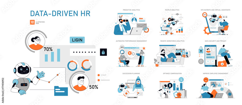 Data-Driven HR set Vector illustration
