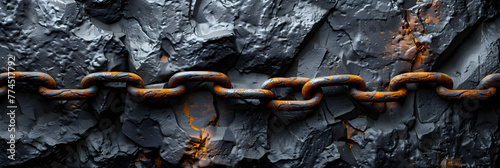 rusty metal chain, Abstract Background Iron Chain on Rocky Wall