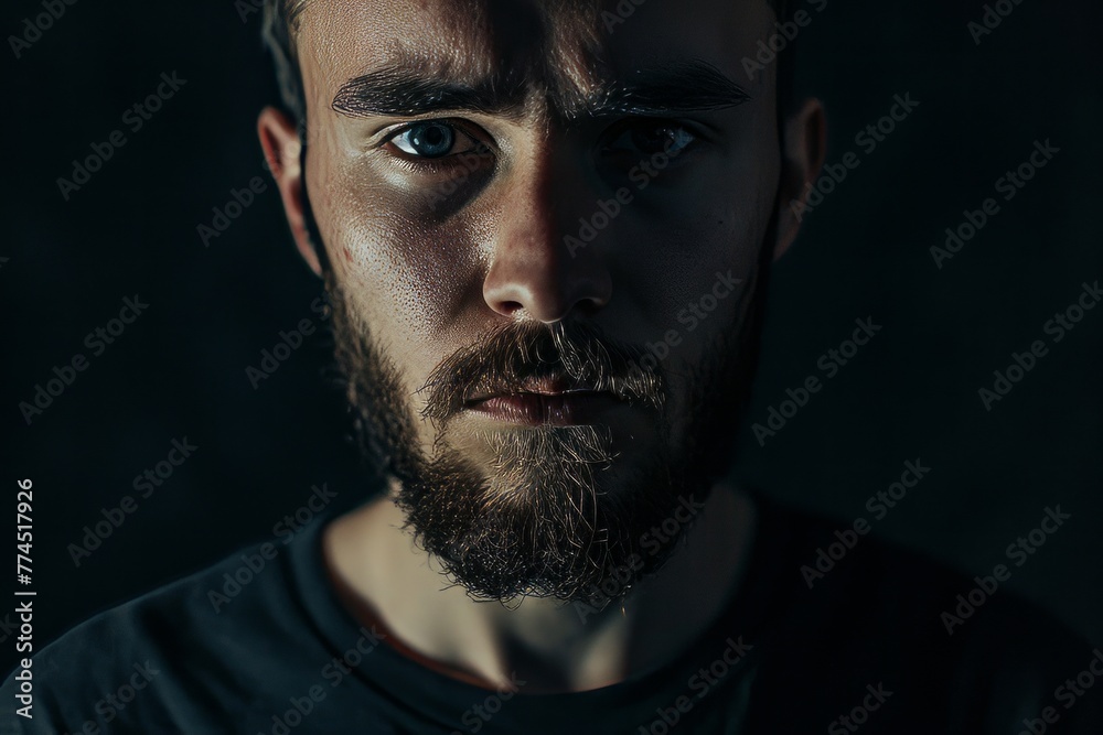 Portrait of a handsome man with a beard on a dark background Portrait of a handsome man with a beard on a dark background