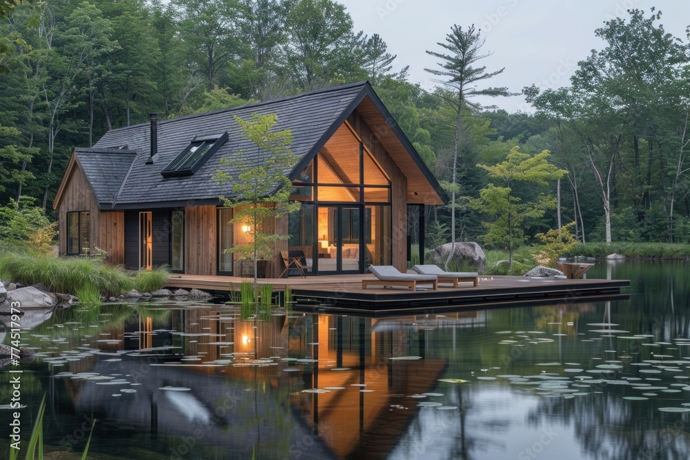 A serene lakeside retreat offers guests a chance to unwind in stylish cabins inspired by Scandinavian architecture.