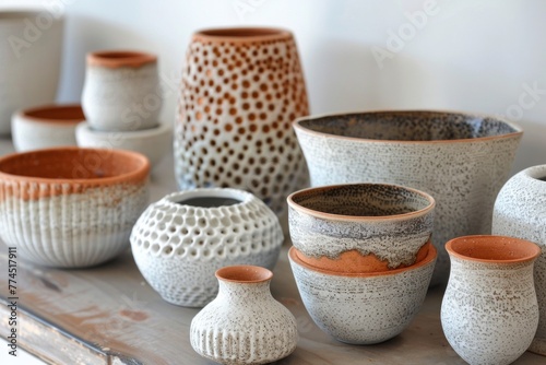 A collection of handcrafted ceramics showcases the fusion of traditional craftsmanship with modern design sensibilities.