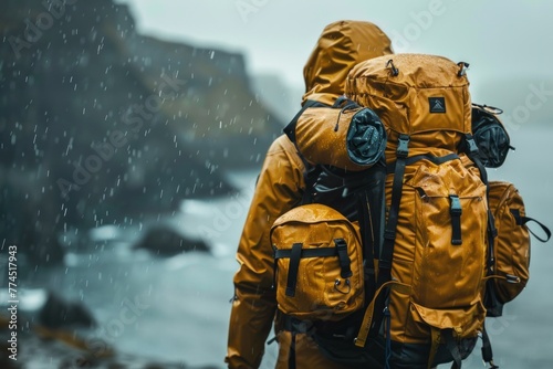 A lineup of modern outdoor gear designed for adventurers braving the rugged Nordic landscape embodies the spirit of exploration and resilience. photo