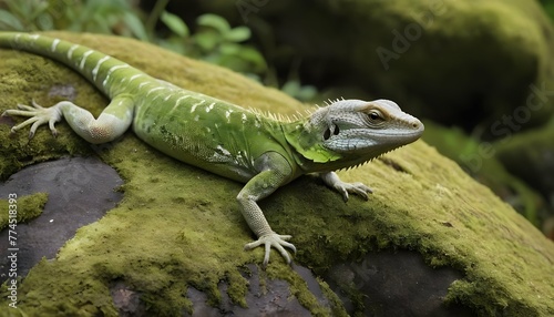 A Lizard With Its Skin Blending Into A Mossy Rock 2