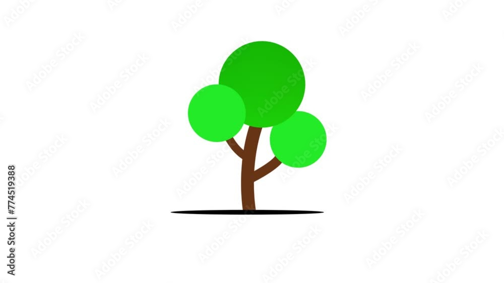 Plants growing animation, simple Cartoon tree icon.