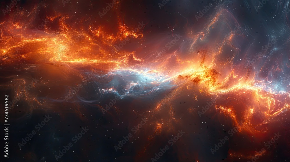 Intense fiery cosmic storm with swirling energy patterns