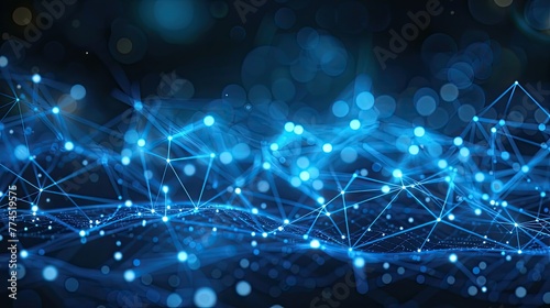 Abstract digital network connections with blue glowing dots