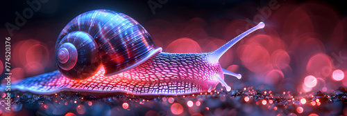 background with glowing lights, Speed Laser Snail with Speed Motion Light Trail