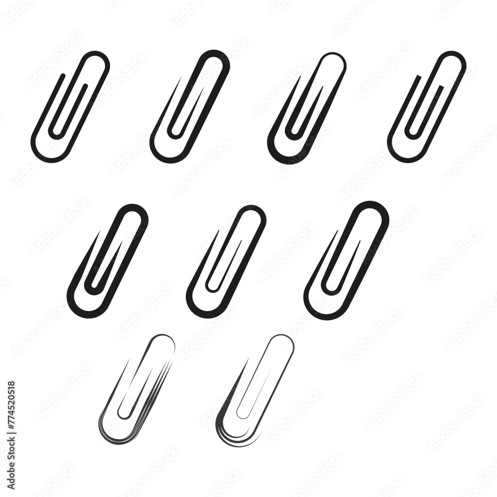 Paperclip Icon Set. Office supplies vector illustration. EPS 10. Paperclip Icon Set. Office supplies vector illustration. EPS 10.
