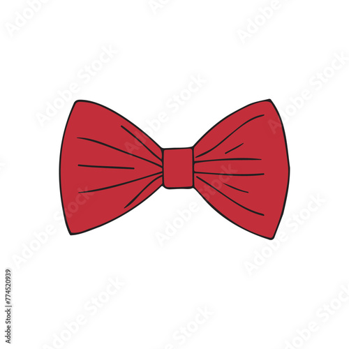 Vector hand drawn doodle sketch colored bow tie isolated on white background