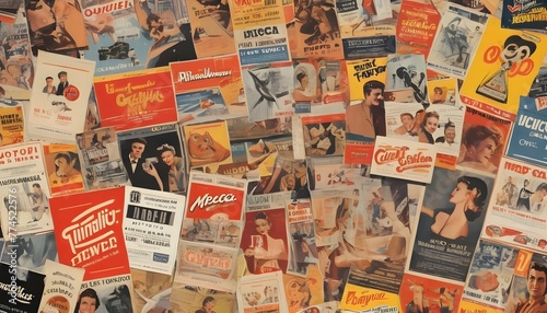 a collage of vintage advertisements and movie post upscaled 9