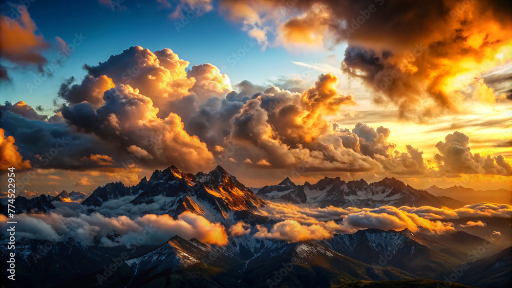 Mountain Sunrise Sunset Sky with Cloud