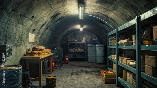 small underground bunker with food