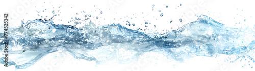 Background image of moving water in waves bubbles on white background photo