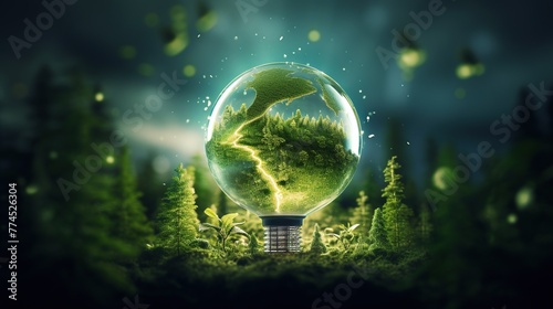 Green planet earth for go green energy, renewable energy and ecology concept. © Alpa
