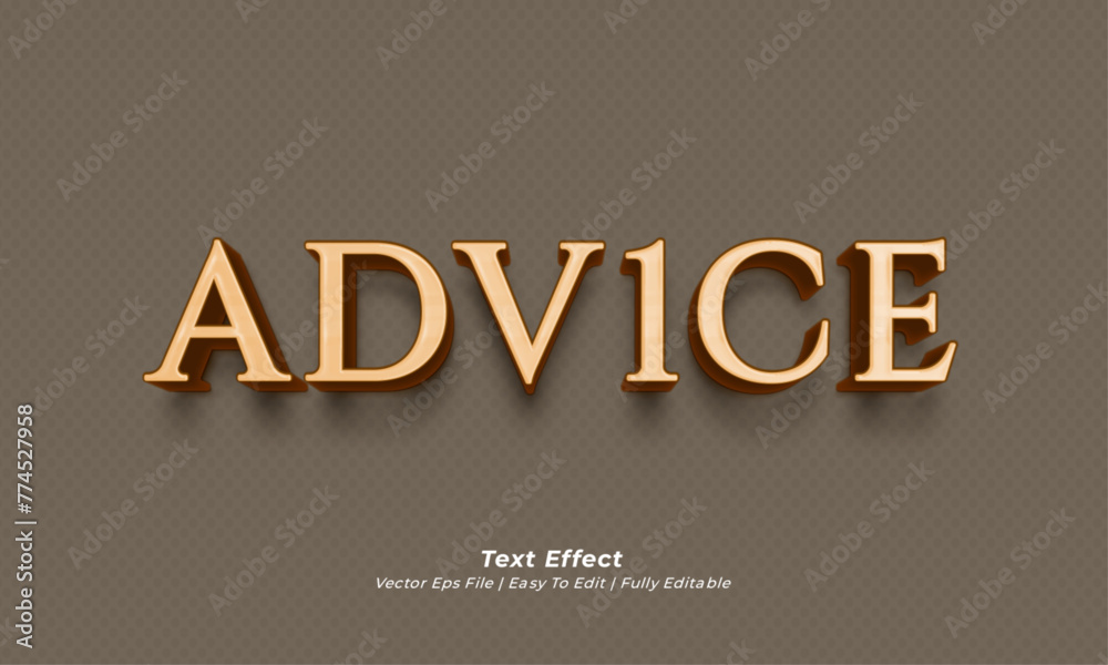 Advice text effect editable 3d text style