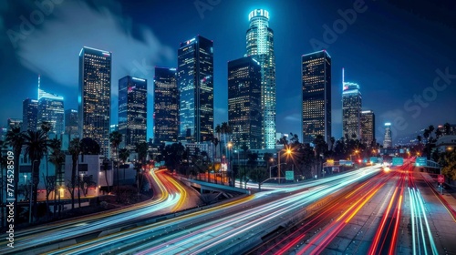 cars at high speed sweeping effect at night on an avenue