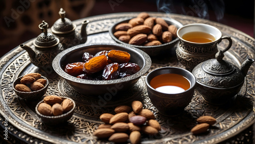Traditional islamic healthy food permissible during Ramadan which are the symbols of prosperity and abundance