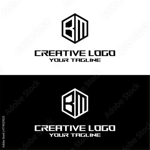 creative letter logo bm desain vektor