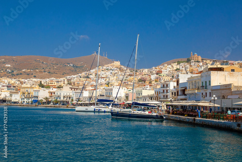 siros or syros island greece hermoupoli city in summer season