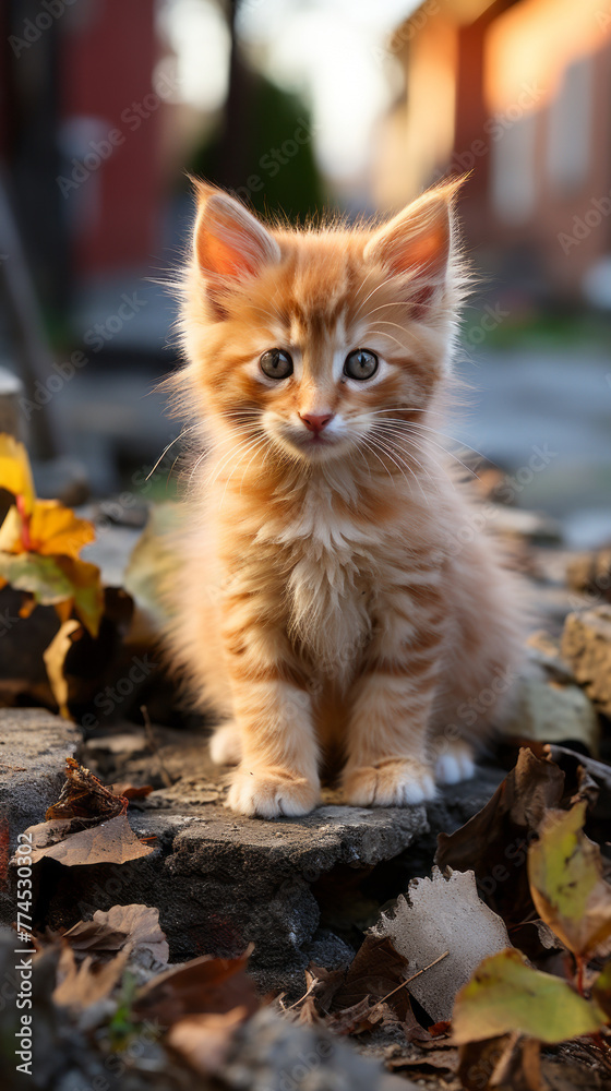 Autumn Ginger Kitten Outdoors

