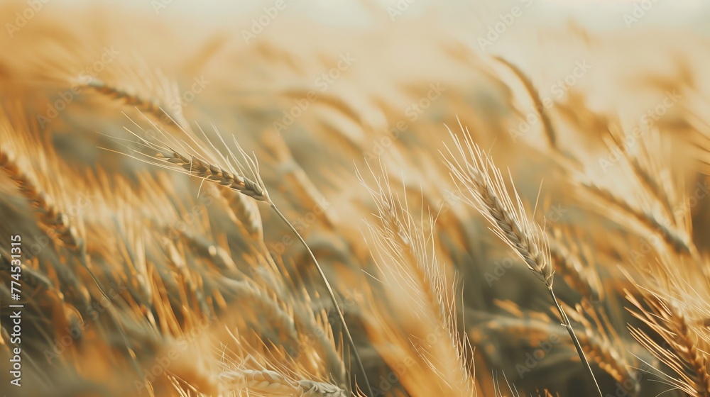 Fototapeta premium A field of wheat swaying in the wind AI generated illustration